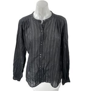 NEW Gap Women's Black Striped Long Sleeve Button Up Shirt Blouse Top Size L